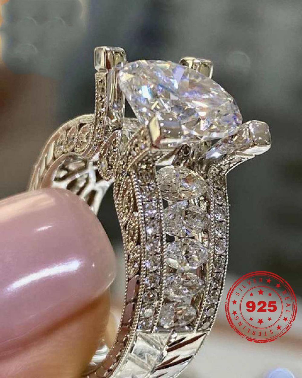 Massiv Sterling Silber 925 Ring filigran Fashion Damenring mit 3A Zirkonia