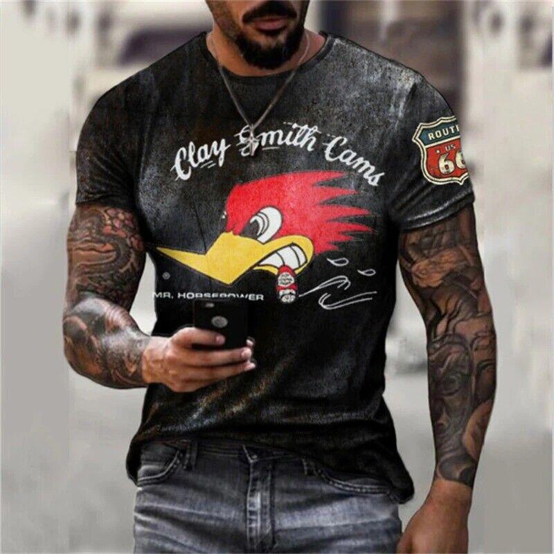 Fashion Herren Vintage Motorsport 3D T-Shirt Rundhals Unisex Sommer Streetwear