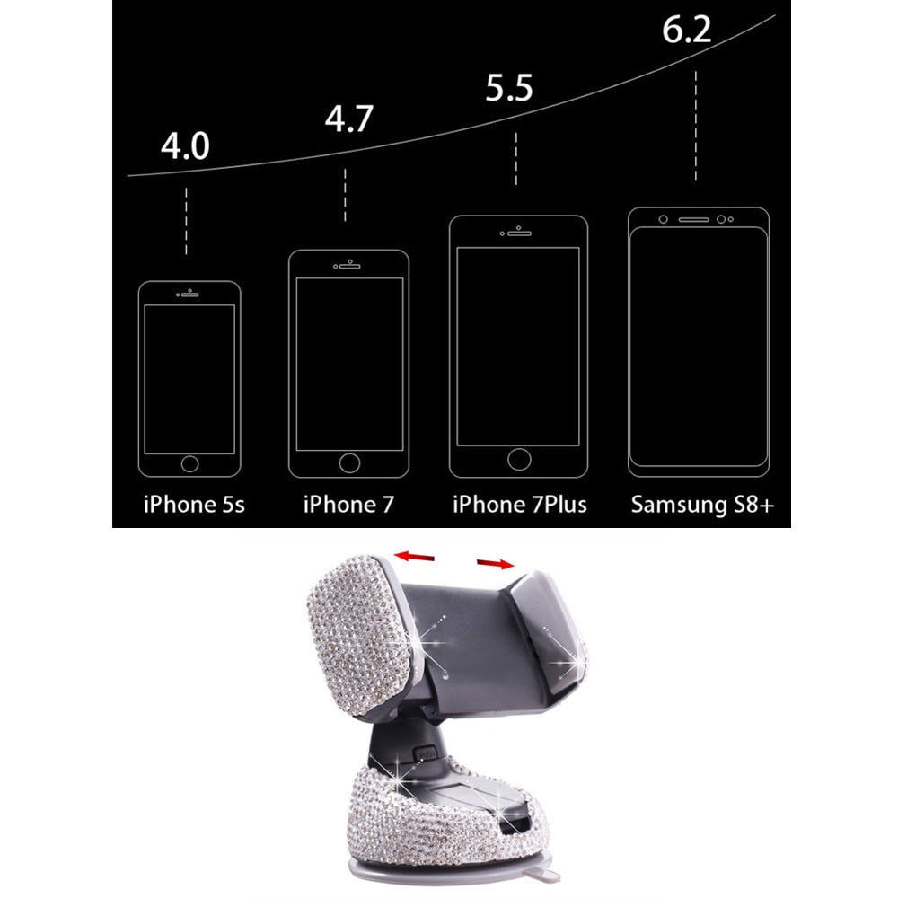 Diamantbesetzter Auto-Handyhalter Kristall-Luftauslass Handy-Ständer Armaturenbrett Auto-Navigation Saugnapf-Regal Frauen