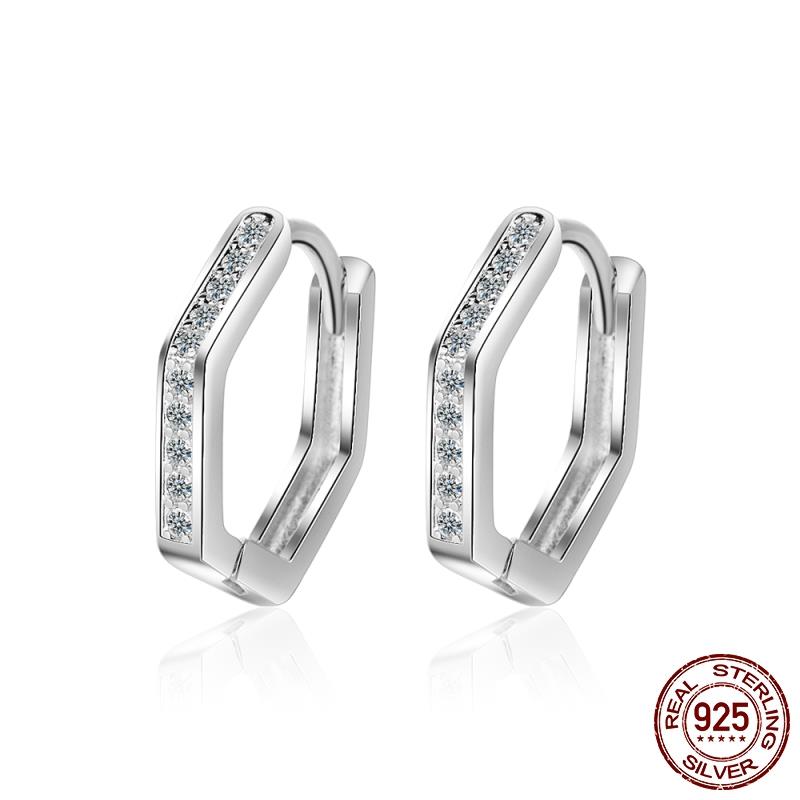 1 Paar Creolen aus 925 sterling Silber Ohrringe Ohrschmuck Zirkonia Ohrstecker