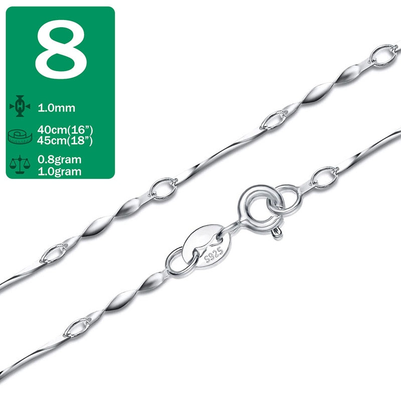 Damen Fashion Halskette aus echtem 925er Sterling silber Panzerkette 40 cm/45 cm 0,8 mm