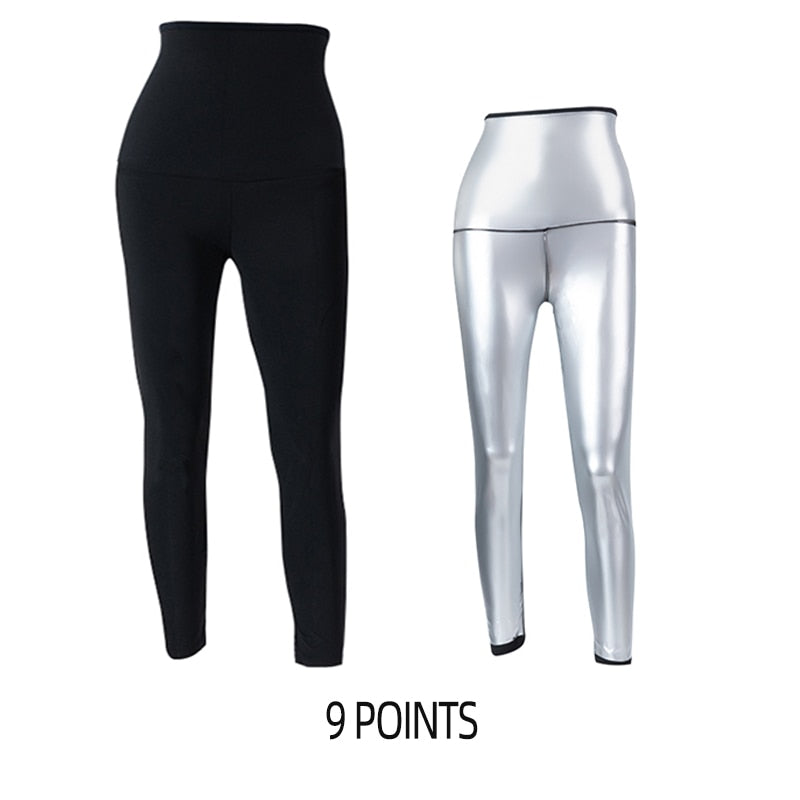 Damen Neopren Sauna Hose Schwitzhose Yogahose Thermoeffekt Abnehmen Hose Leggins