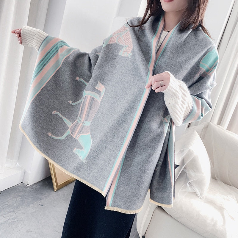 XXL Damen Winterschal Kaschmir Viskose Stola Schlauchschal  Halstuch Strickschal Loop NEU