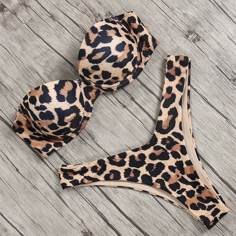 Damen Push Up Bikini Set BH Gepolstert Brasilianischer Badeanzug Bademode Strand Bademode