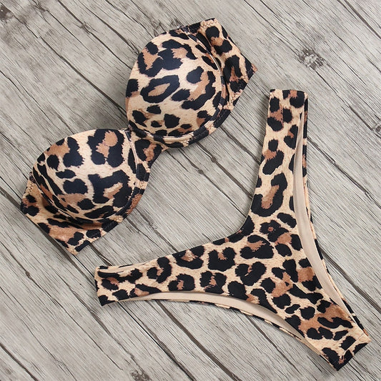 Damen Push Up Bikini Set BH Gepolstert Brasilianischer Badeanzug Bademode Strand Bademode