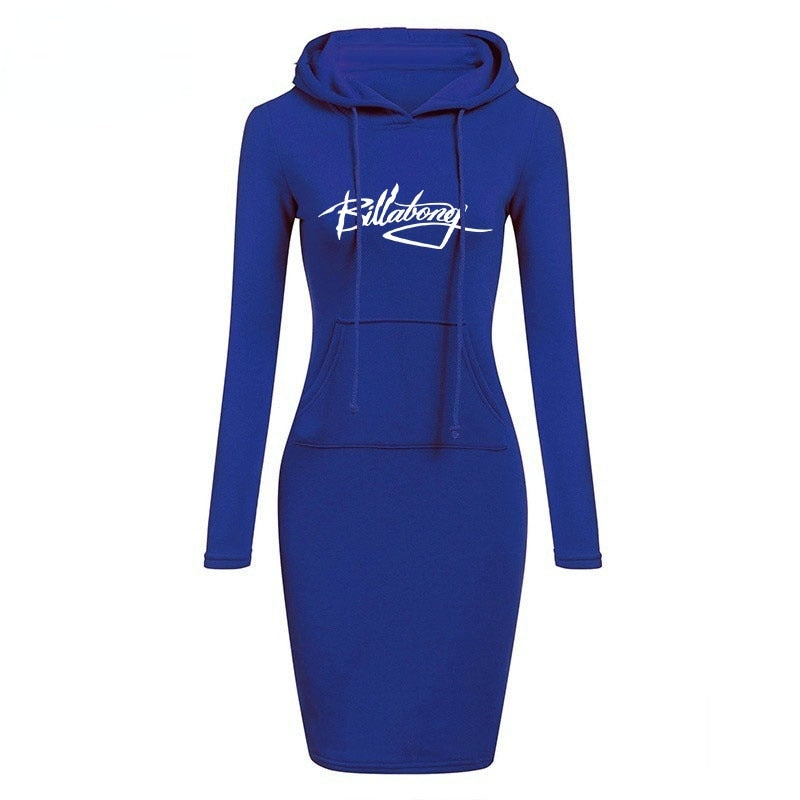 Dame Kapuzenpullover Minikleid Hoodie Sweatshirt Longtops Tunika Jumper Kleider Streetwear