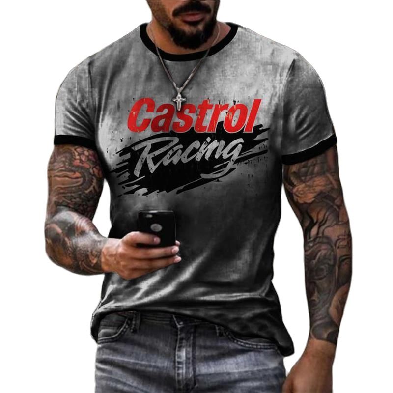 Fashion Herren Vintage Motorsport 3D T-Shirt Rundhals Unisex Sommer Streetwear