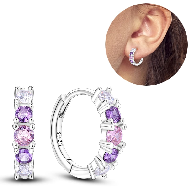 1 Paar Creolen aus 925 sterling Silber Ohrringe Ohrschmuck Zirkonia Ohrstecker