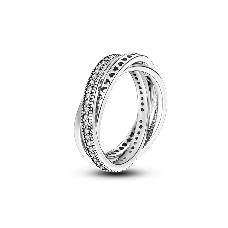 Massiv Sterling Silber 925 Ring filigran Fashion Damenring mit AAA Zirkonia