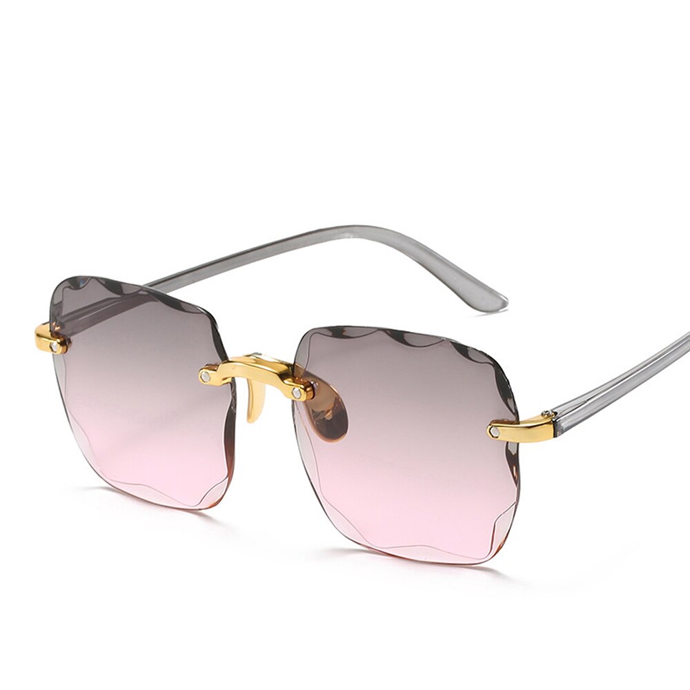 Damen Randlose Sonnenbrille Luxus Quadratische Gläser UV400 Brillen Retro Fashion