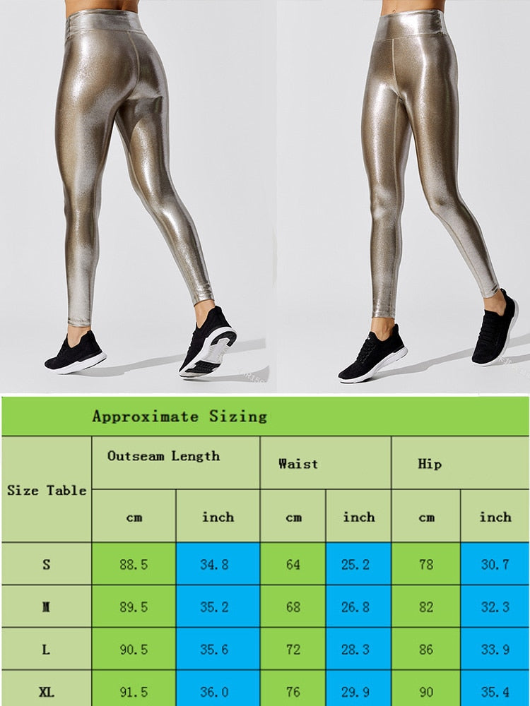 Fitness Leggings Hohe Taille Push-Up Damen Glänzende Nahtlose Hose