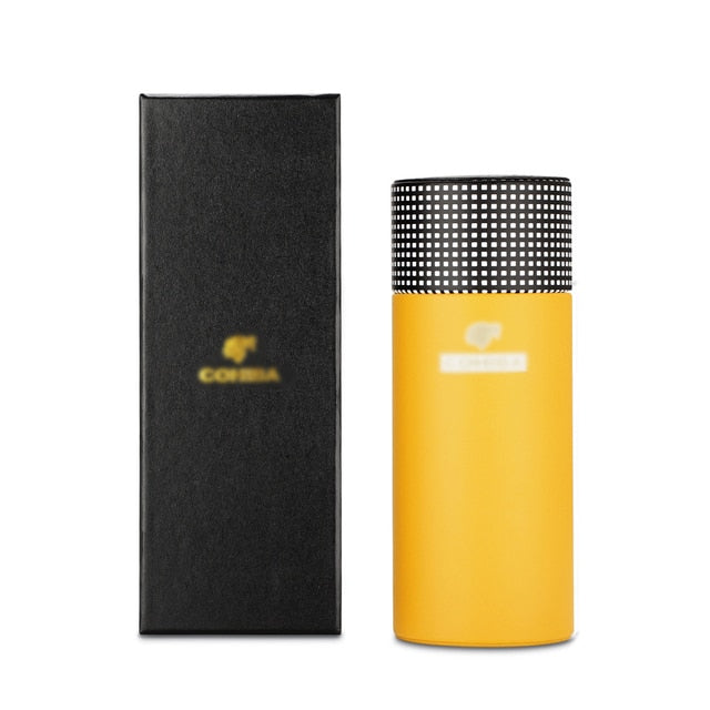 COHIBA Leder Reise Humidor Zigarre Box Zeder Holz Tragbare für 5 Zigarren Luftbefeuchter Hygrometer