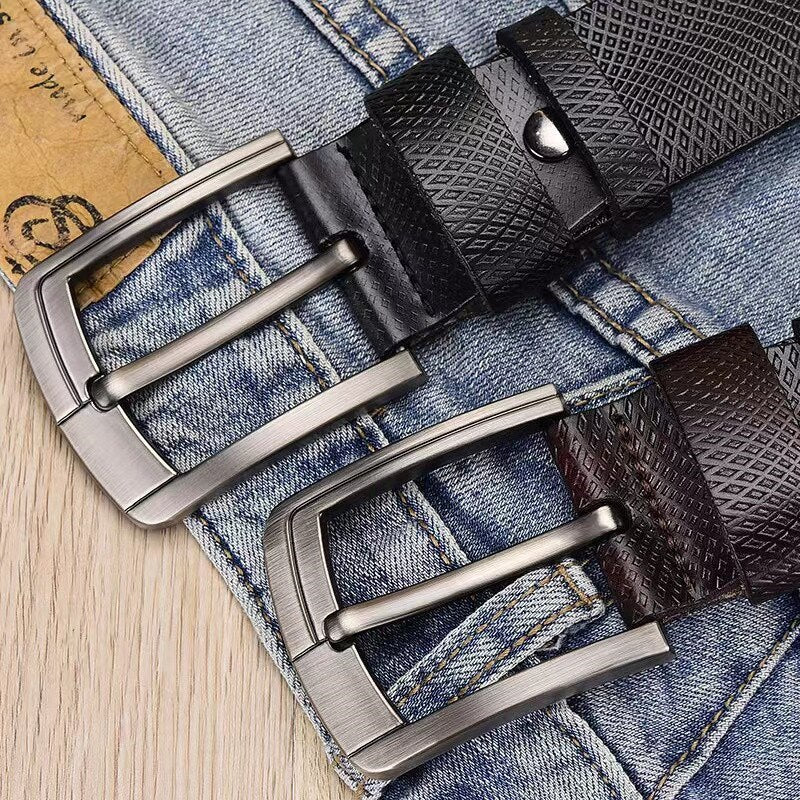 Echt Jeans-Gürtel Herren Damen Echt Leder Gürtel Schnalle Schwarz Braun NEU