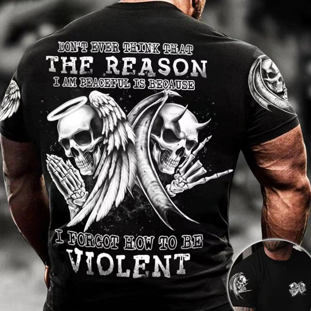 Herren Metal Skull 3D T-Shirt Rundhals Unisex Sommer Streetwear