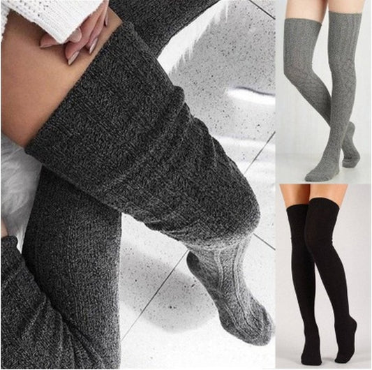 Damen Lange Socken Beinwärmer Stulpen Beinlinge Häkeln Kniestrümpfe Overknees