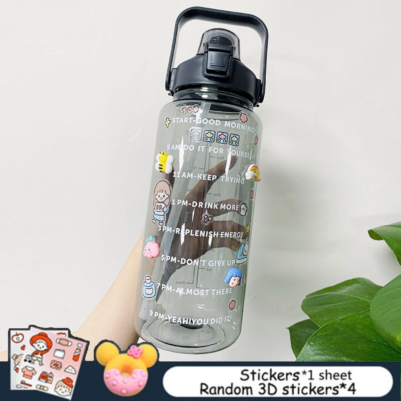 2L Trinkflasche Sportflasche Wasserflasche Getränkeflasche BPA-frei Tritanflasche