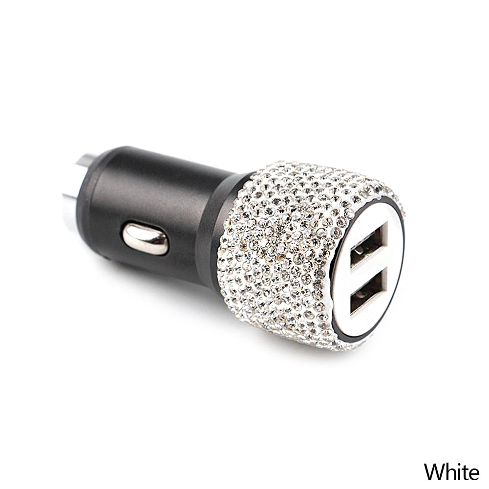 Dual USB Auto Zigarettenanzünder Auto Ladegerät Adapter Strass Kristall Ladegerät USB Stecker Bling Auto Zubehör für iPhone Xiaomi