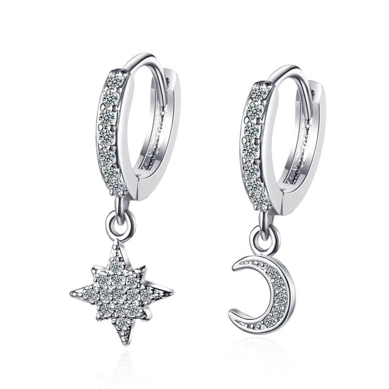 1 Paar Creolen aus 925 sterling Silber Ohrringe Ohrschmuck Zirkonia Ohrstecker