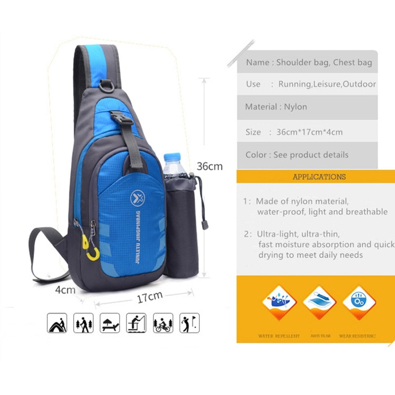 Brusttasche CROSSOVER BAUCHTASCHE HÜFTTASCHE UMHÄNGETASCHE mit Flasche Rucksack