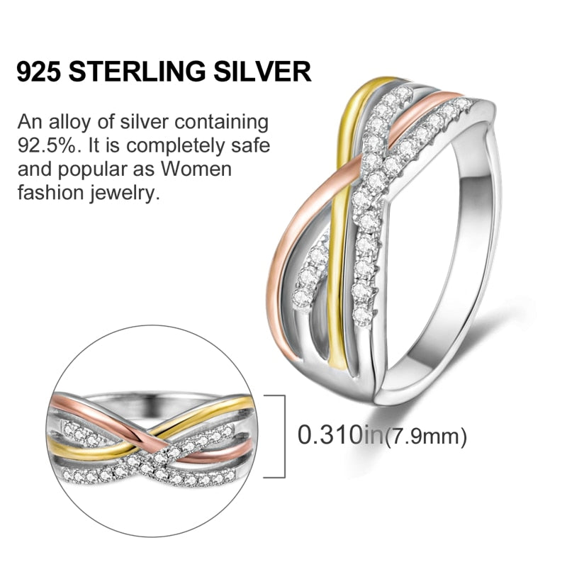 Massiv Sterling Silber 925 Ring filigran Fashion Damenring mit AAA Zirkonia