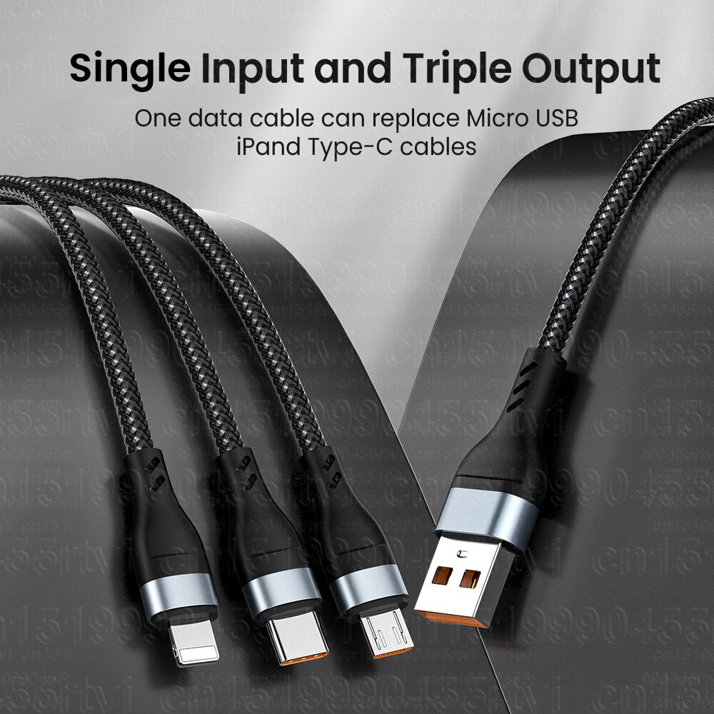3 in 1 Ladekabel USB Typ C Schnell Datenkabel für Samsung Huawei Handy Schnellladekabel