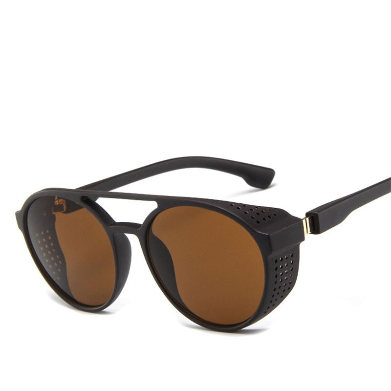 LeonLion Luxus Schwarz Matt Rund Herren Sonnenbrille Markenbrille Retro UV400