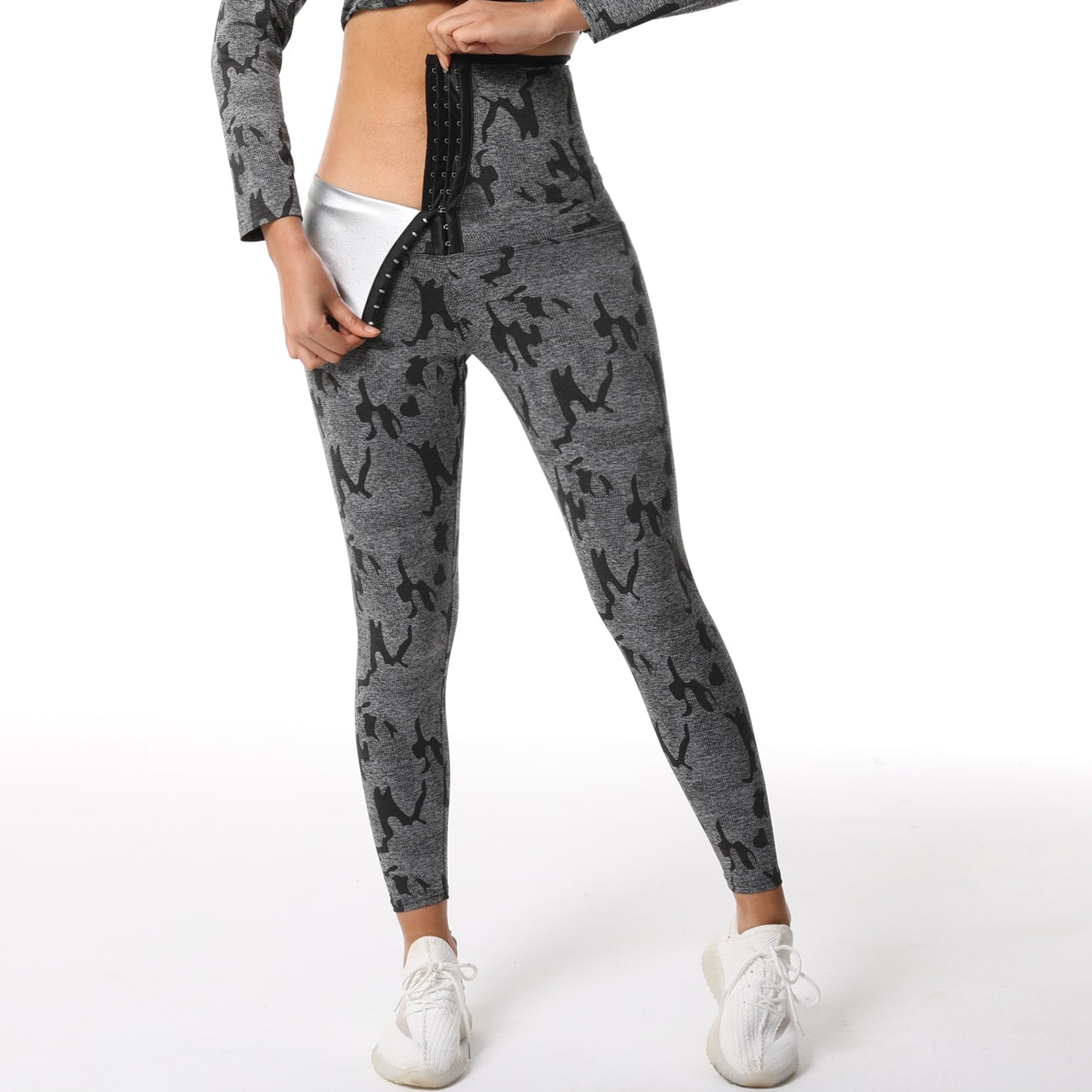Damen Neopren Sauna Hose Schwitzhose Yogahose Thermoeffekt Abnehmen Hose Leggins