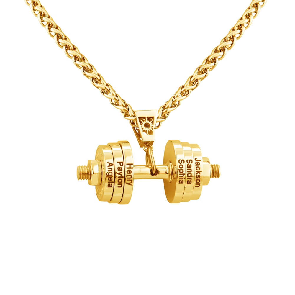 Halskette + Anhänger Edelstahl Hantel Scheibe Gewicht Fitness Gym Bodybuilding Schmuck Geschenk