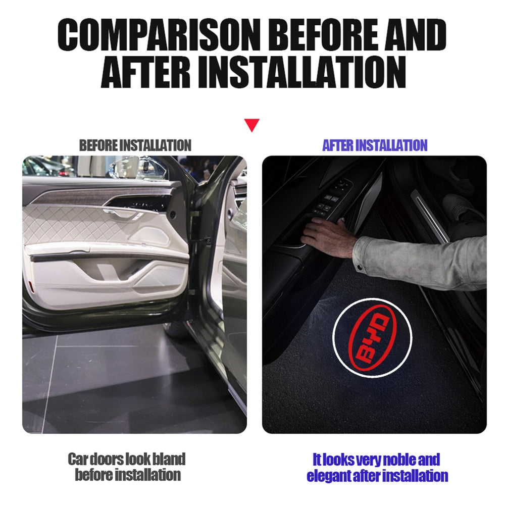 1/2 Stück Kabelloses Autotürlicht LED-Auto Automarken logo Projektor-Logo