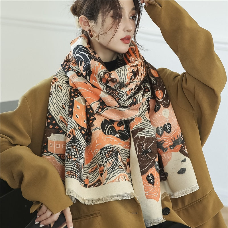 XXL Damen Winterschal Kaschmir Viskose Stola Schlauchschal  Halstuch Strickschal Loop NEU