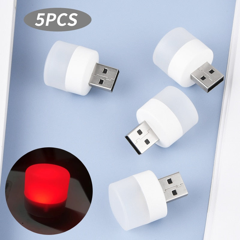 5Stk Mini USB LED Nachtlicht Augenschutz Lampe Computer Nachtlampe Warmweiß