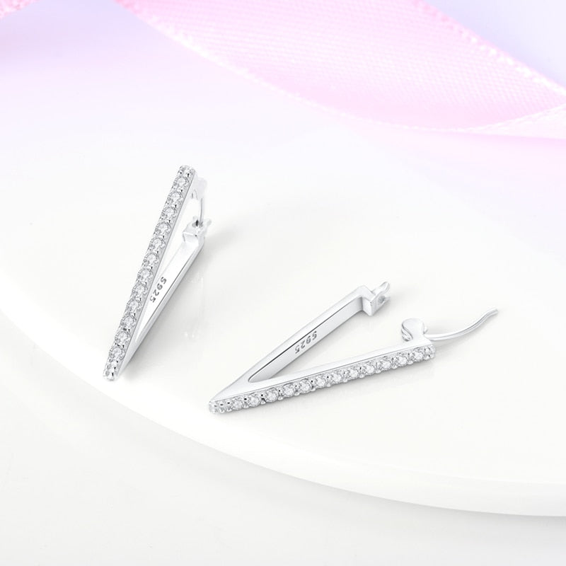 1 Paar Creolen aus 925 sterling Silber Ohrringe Ohrschmuck Zirkonia Ohrstecker