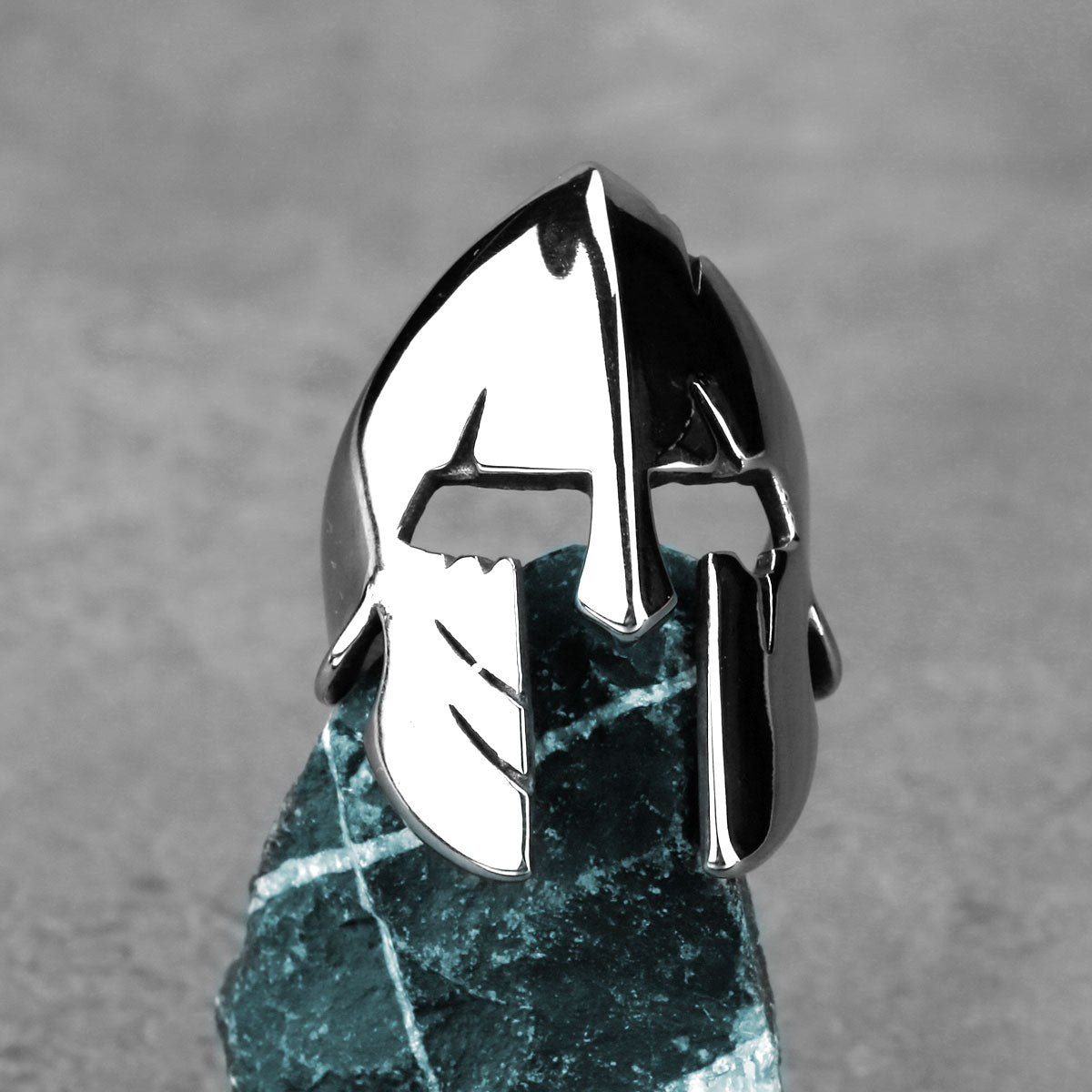 Edelstahl Ring Krieger Helm Sparta Maskenring Gladiator Troja 300 Biker