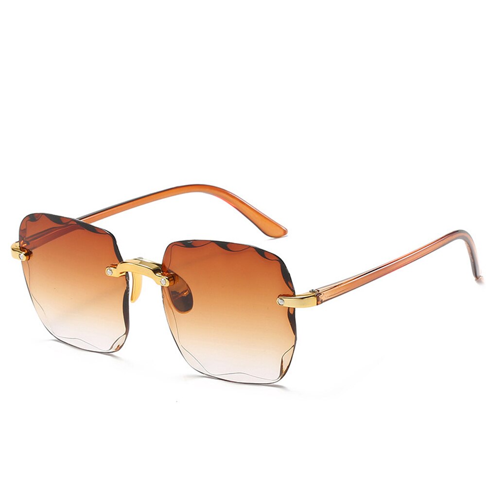 Damen Randlose Sonnenbrille Luxus Quadratische Gläser UV400 Brillen Retro Fashion