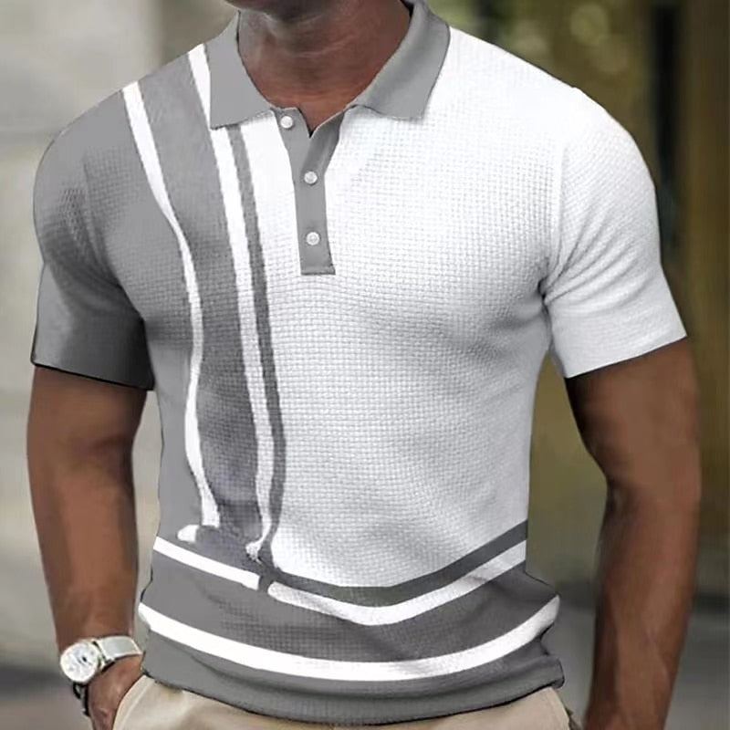 Herren Poloshirt POLO Shirt Zip Kontrast Kragen Kurzarm Slim Fit Hemd Polohemd