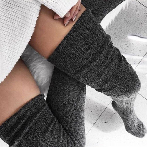 Damen Lange Socken Beinwärmer Stulpen Beinlinge Häkeln Kniestrümpfe Overknees