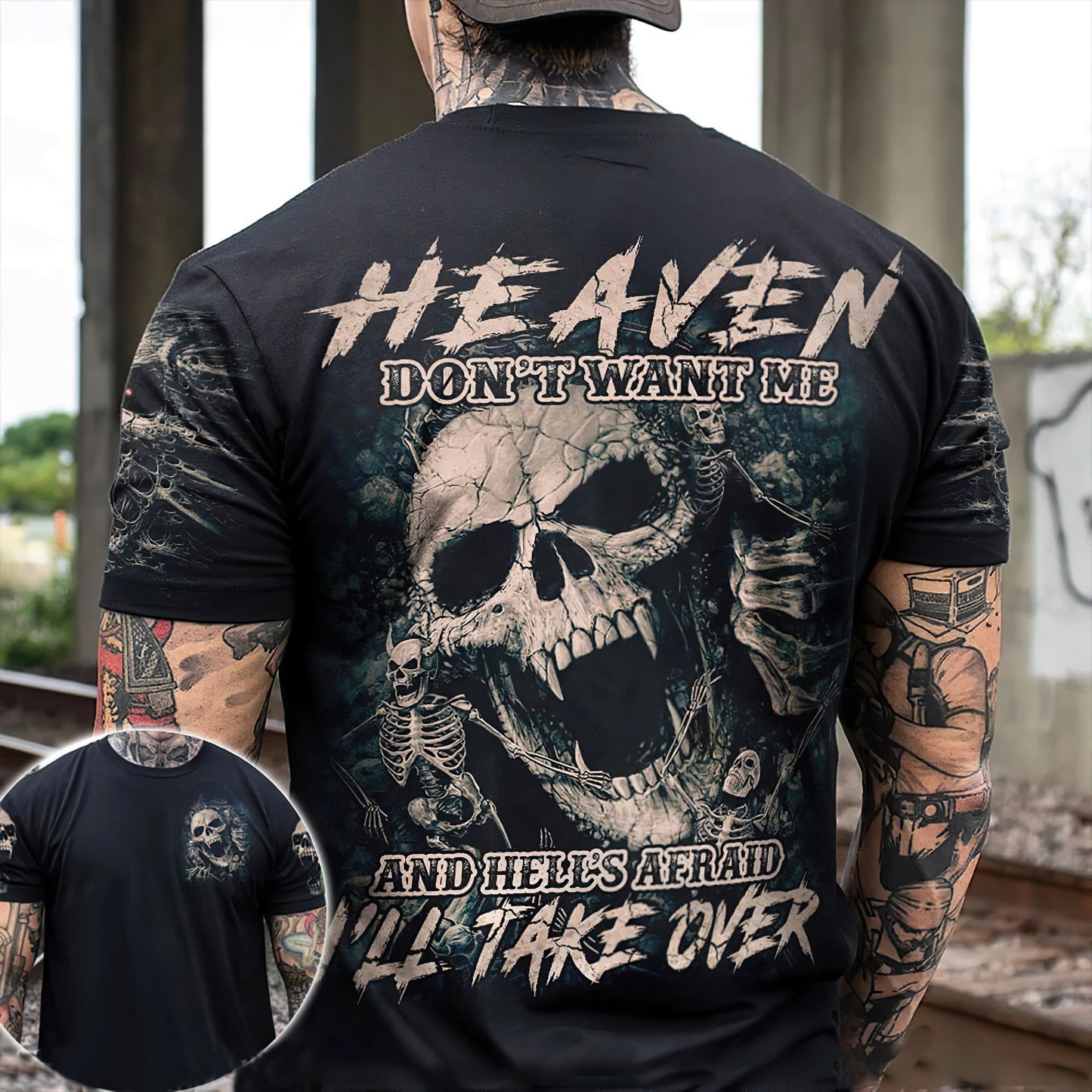Herren Metal Skull 3D T-Shirt Rundhals Unisex Sommer Streetwear
