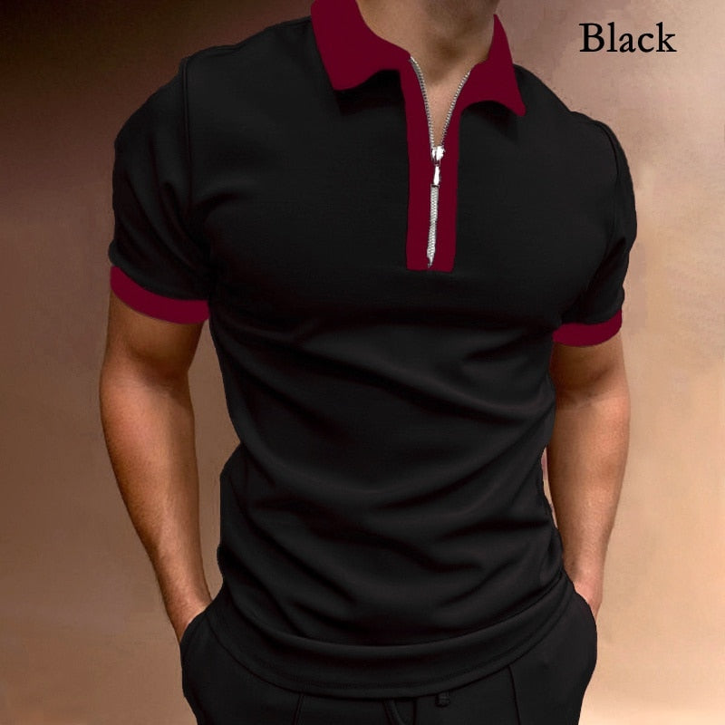 Herren Poloshirt Kontrast Kragen Polo Kurzarm Slim Fit Hemd Polohemd T-Shirt NEU