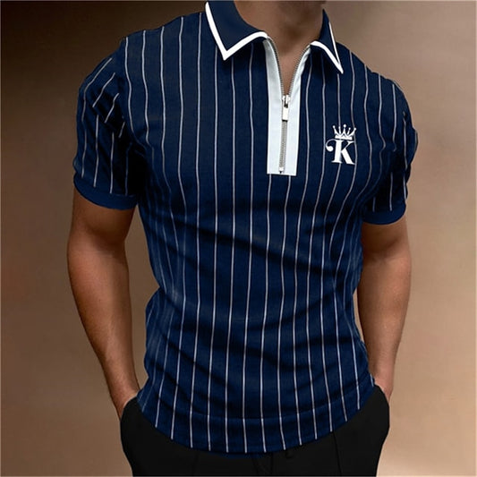 Herren Poloshirt POLO Shirt Zip Kontrast Kragen Kurzarm Slim Fit Hemd Polohemd