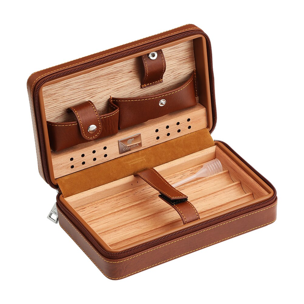 COHIBA Leder Reise Humidor Zigarre Box Zeder Holz Tragbare
