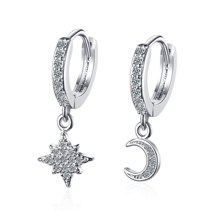 1 Paar Creolen aus 925 sterling Silber Ohrringe Ohrschmuck Zirkonia Ohrstecker
