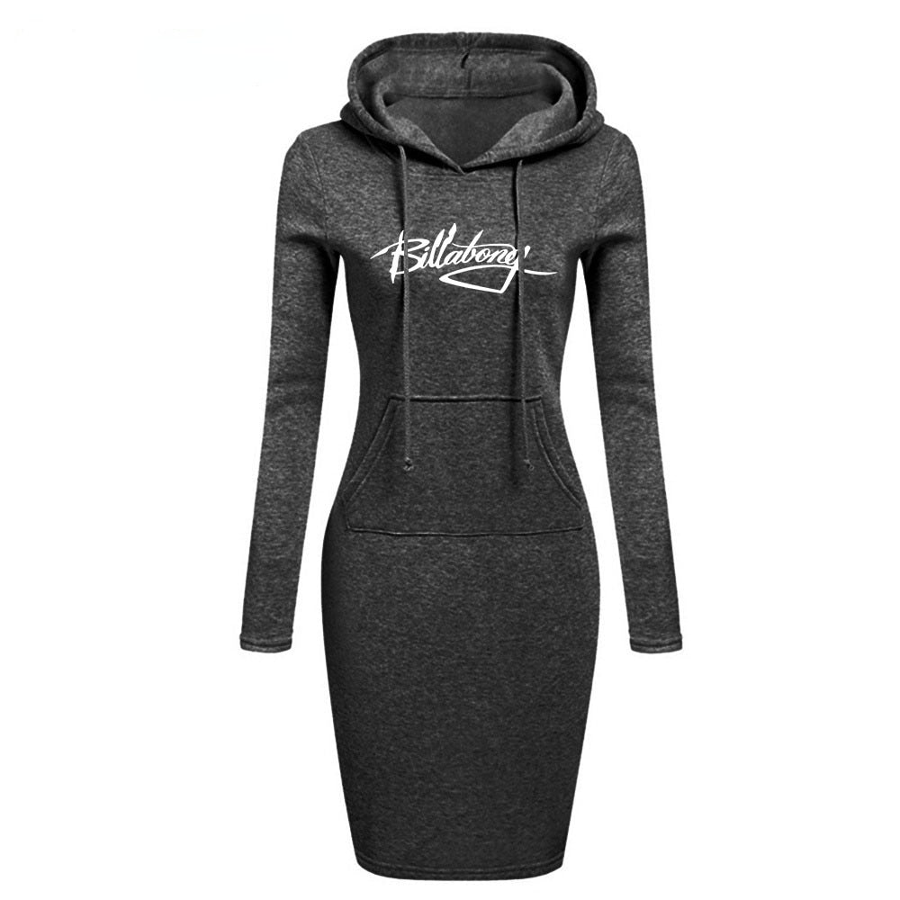 Dame Kapuzenpullover Minikleid Hoodie Sweatshirt Longtops Tunika Jumper Kleider Streetwear