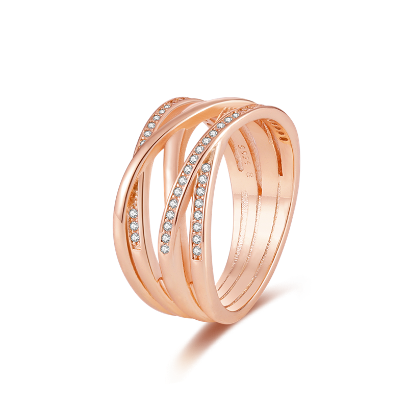 Massiv Sterling Silber 925 Ring filigran Fashion Damenring mit AAA Zirkonia
