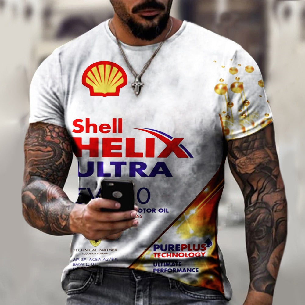 Fashion Herren Vintage Motorsport 3D T-Shirt Rundhals Unisex Sommer Streetwear