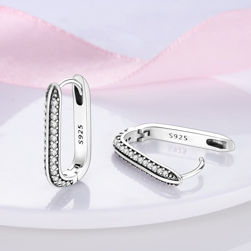 1 Paar Creolen aus 925 sterling Silber Ohrringe Ohrschmuck Zirkonia Ohrstecker