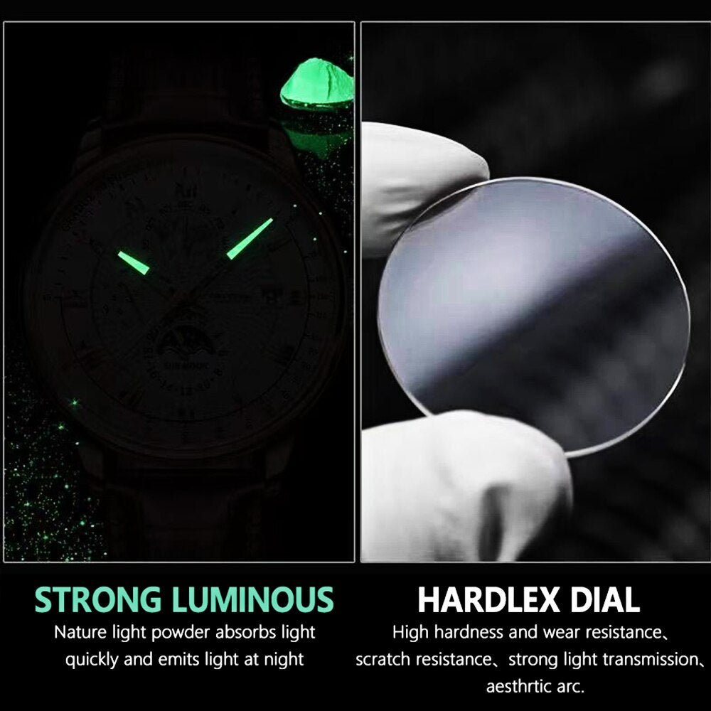Orologio Uomo Quarzo Acciaio Inossidabile Orologio digitale Cronografo sportivo