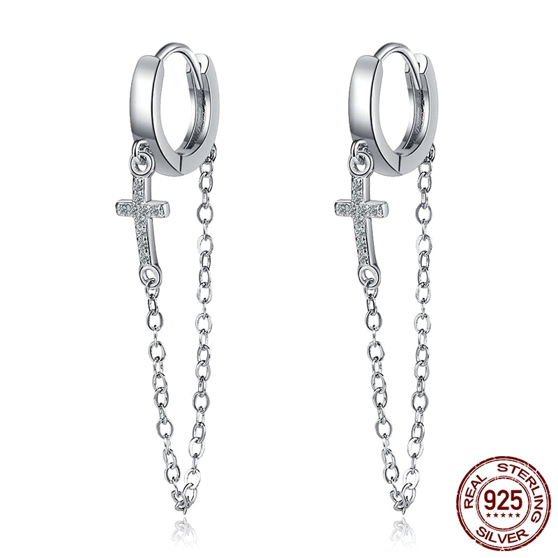 1 Paar Creolen aus 925 sterling Silber Ohrringe Ohrschmuck Zirkonia Ohrstecker