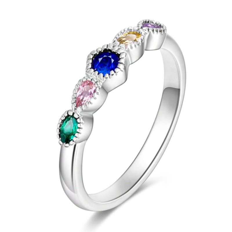 Massiv Sterling Silber 925 Ring filigran Fashion Damenring mit AAA Zirkonia