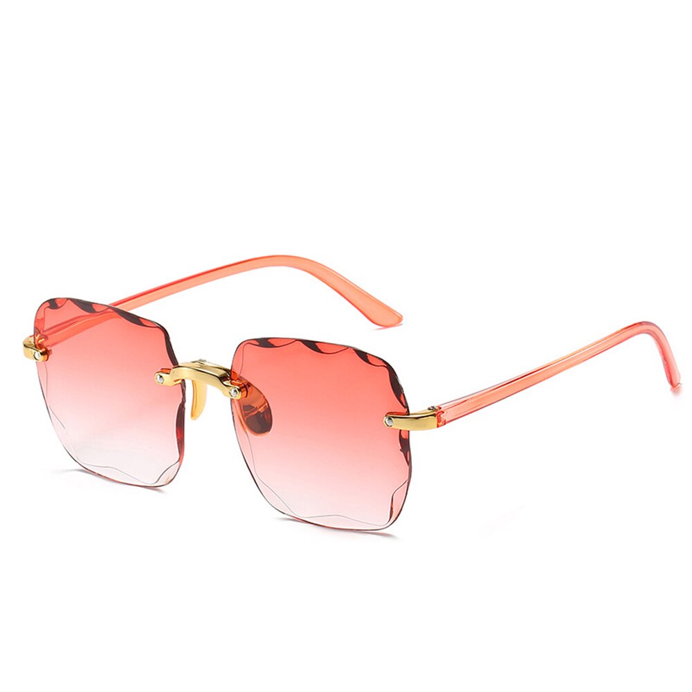 Damen Randlose Sonnenbrille Luxus Quadratische Gläser UV400 Brillen Retro Fashion