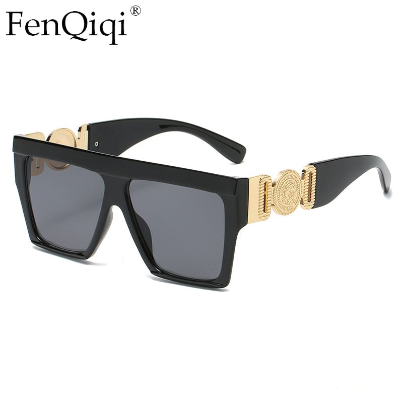 Designer Sonnenbrille Damen Herren Quadratische Übergröße Gläser Vintage UV400